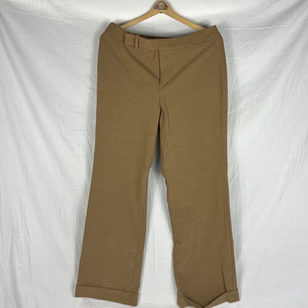 DOCKERS Metro Women's Brown Dress Pants SZ 12 M Stretch Waist Cuffed